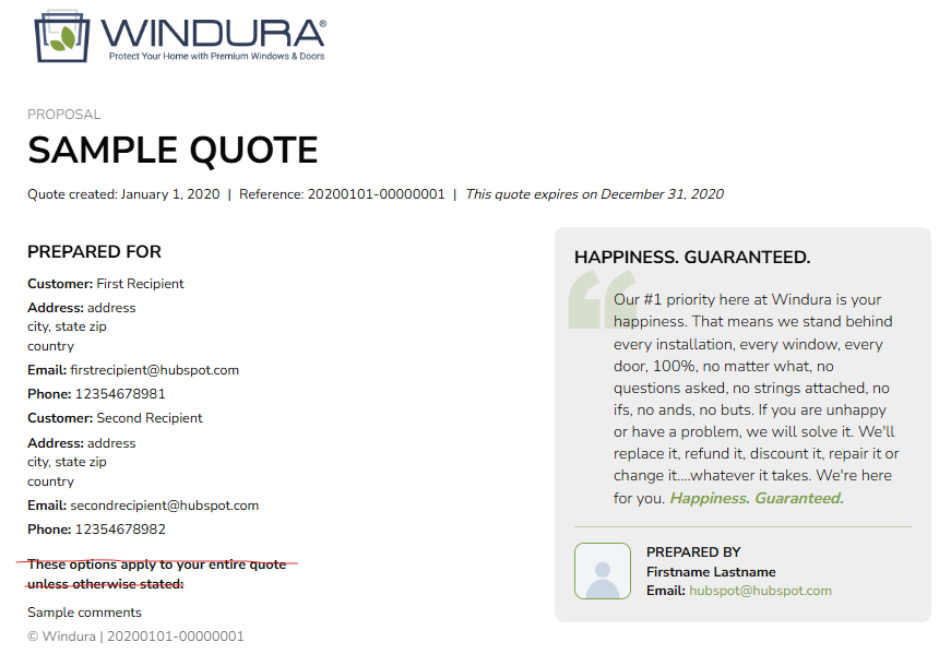 Windura Quote Template